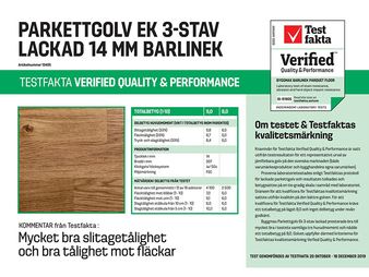 Parkettgolv Ek 3-stav Lackad 14mm Barlinek